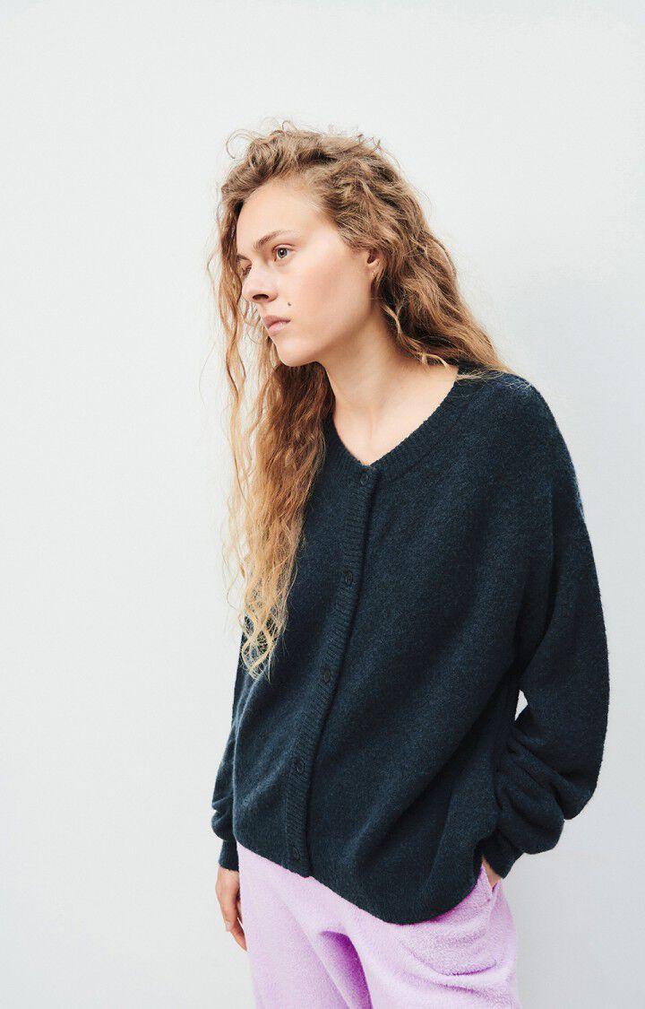 american vintage Gilet femme Damsville - NAVY BLUE CHINE NOIR 55 Manches longues Bleu - E25