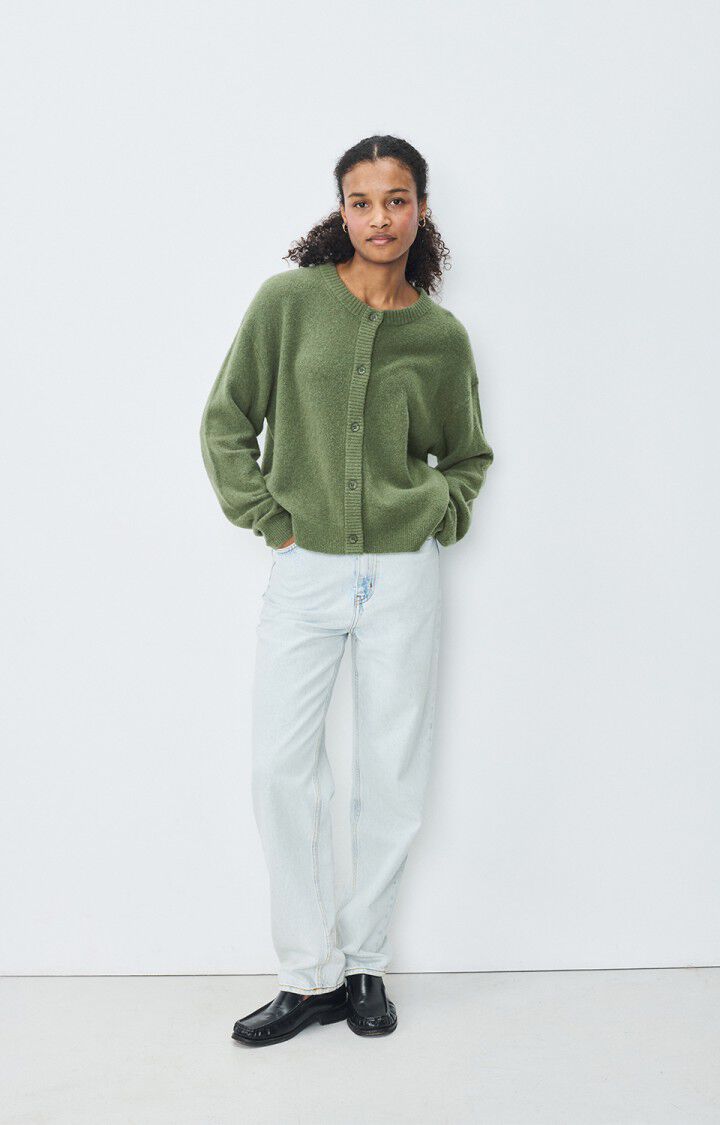 American Vintage Gilet Femme Damsville - TORTUE CHINE 55 Manches Longues Vert - E25