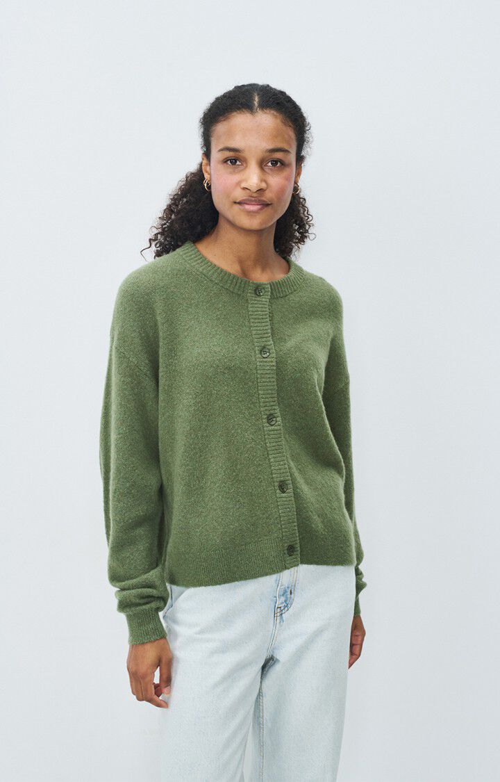 american vintage Gilet femme Damsville - TORTUE CHINE 55 Manches longues Vert - E25