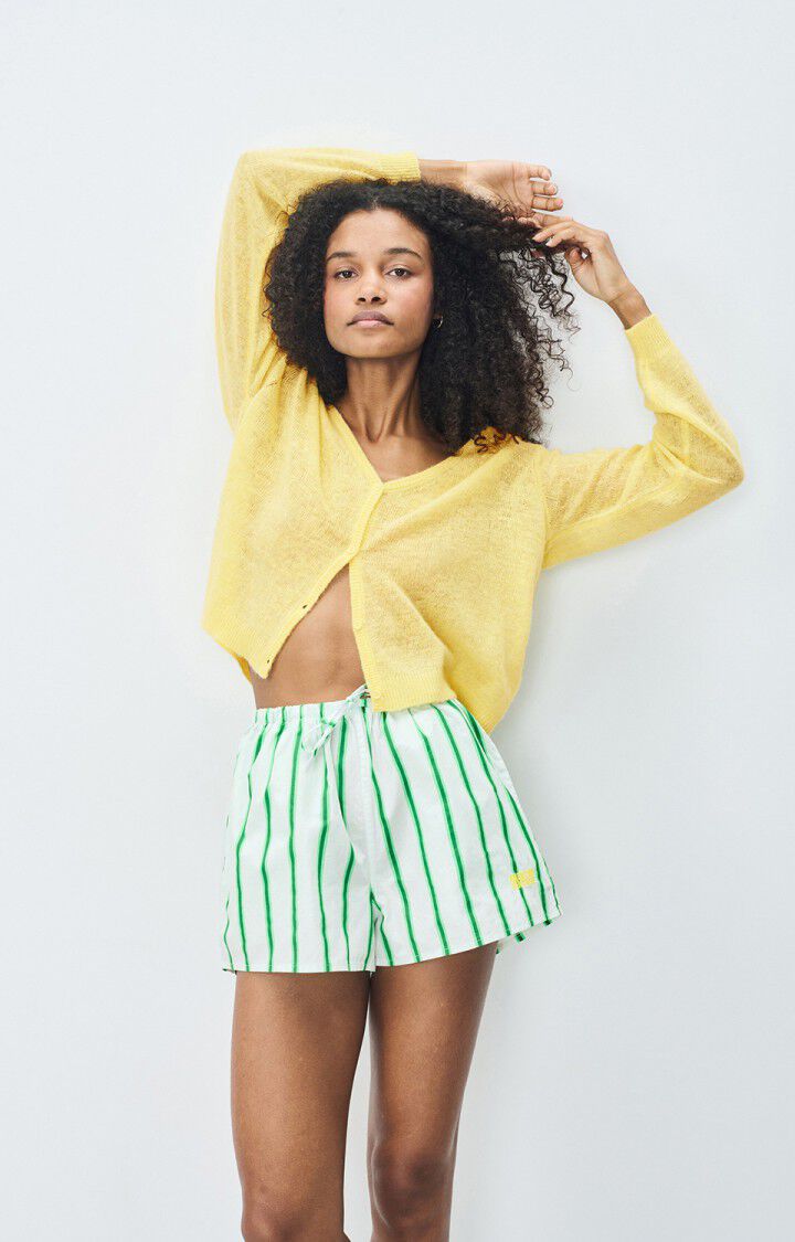 american vintage Gilet femme Dumy - COQUILLE CHINE 52 Manches longues Jaune - E25