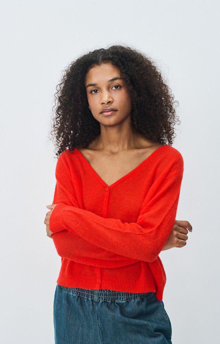 american vintage Gilet femme Dumy - PASSION 52 Manches longues Rouge - E25