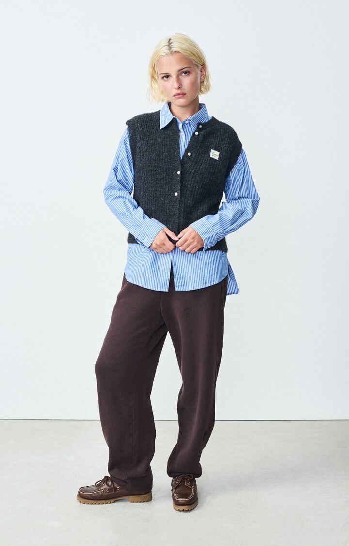 american vintage Gilet femme East - ANTHRACITE CHINE 0 Sans manches Gris - E25