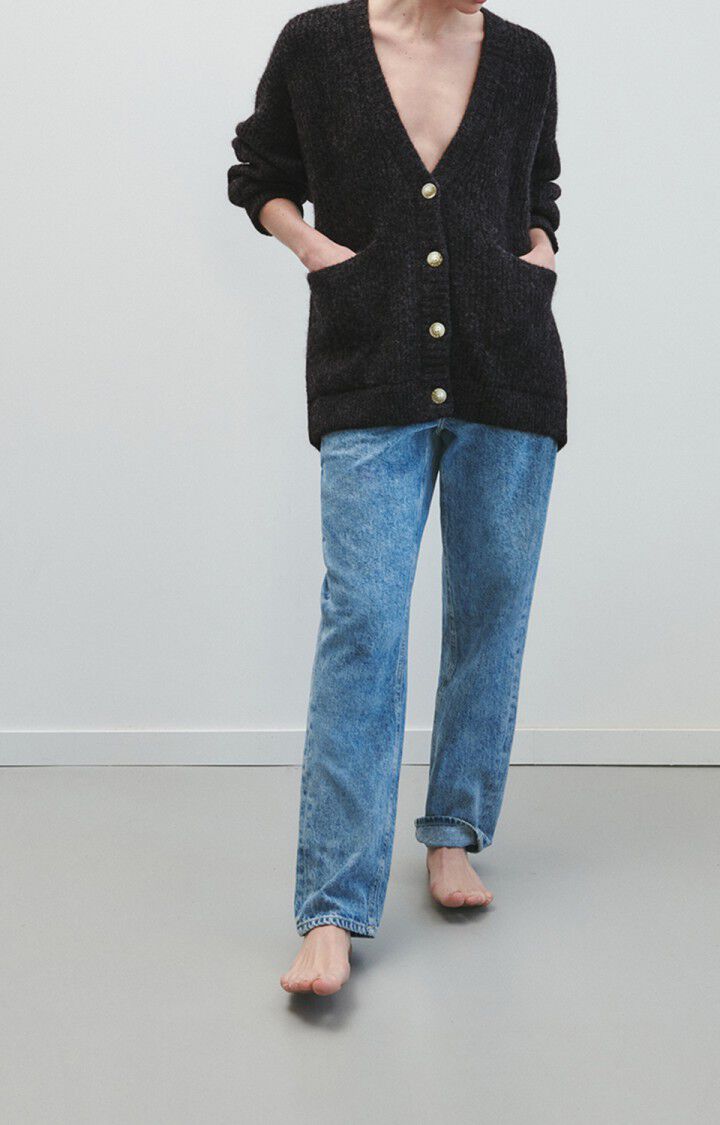 American Vintage Gilet Femme East - ANTHRACITE CHINE 51 Manches Longues Gris - H23