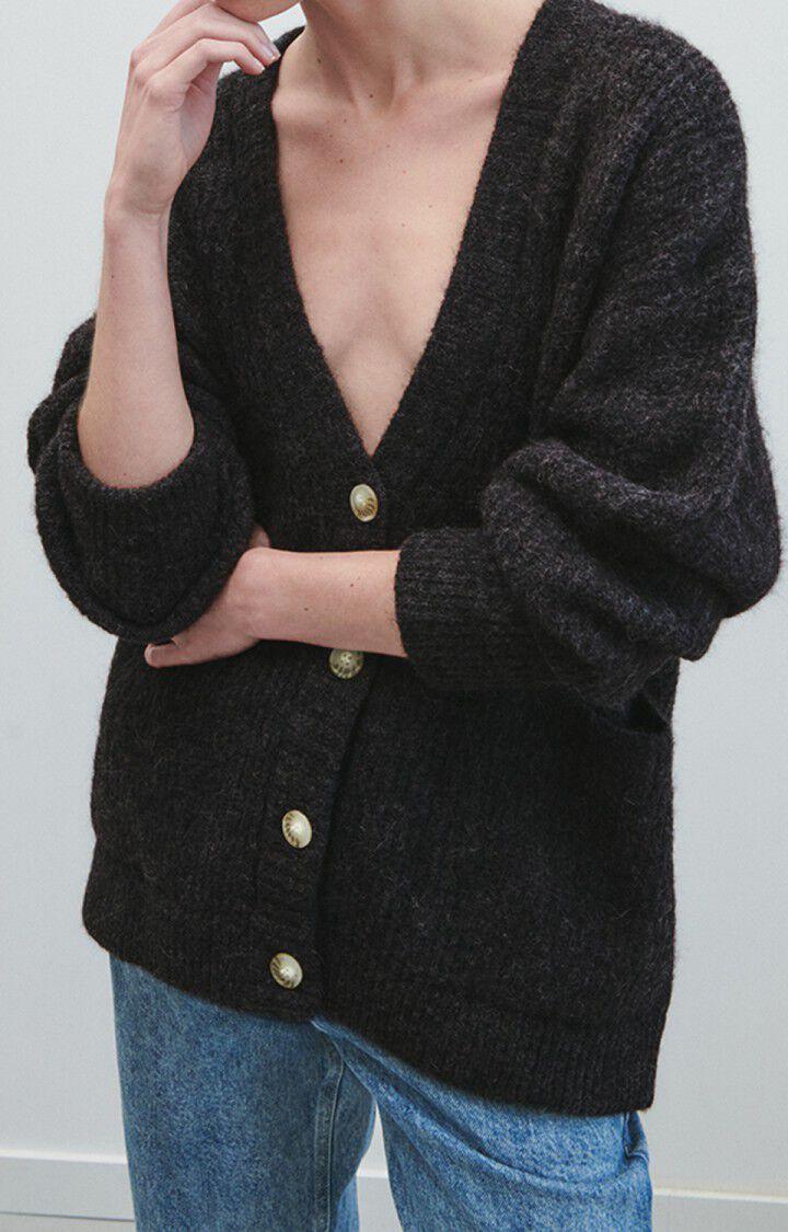 american vintage Gilet femme East - ANTHRACITE CHINE 51 Manches longues Gris - H23