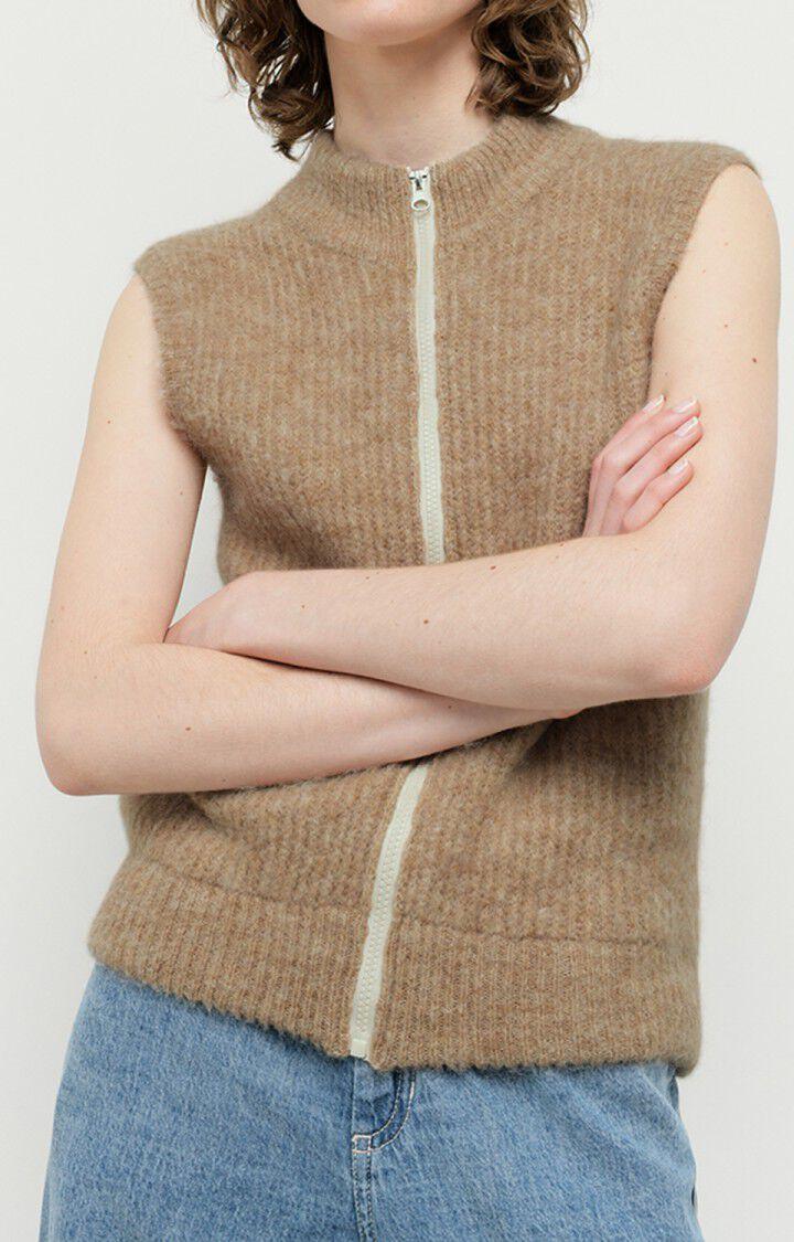 american vintage Gilet femme East - BEIGE CHINE Sans manches Beige - E22
