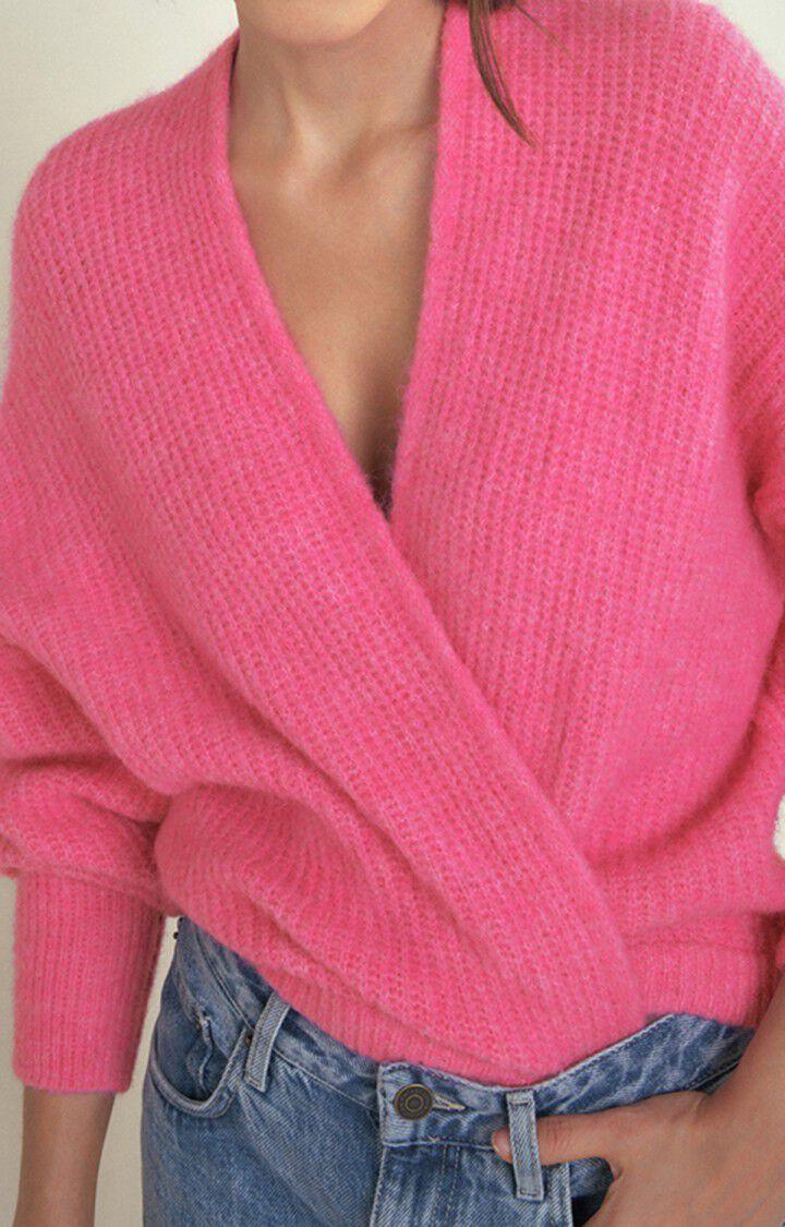 american vintage Gilet femme East - BUBBLE GUM CHINE 43 Manches longues Rose - H22