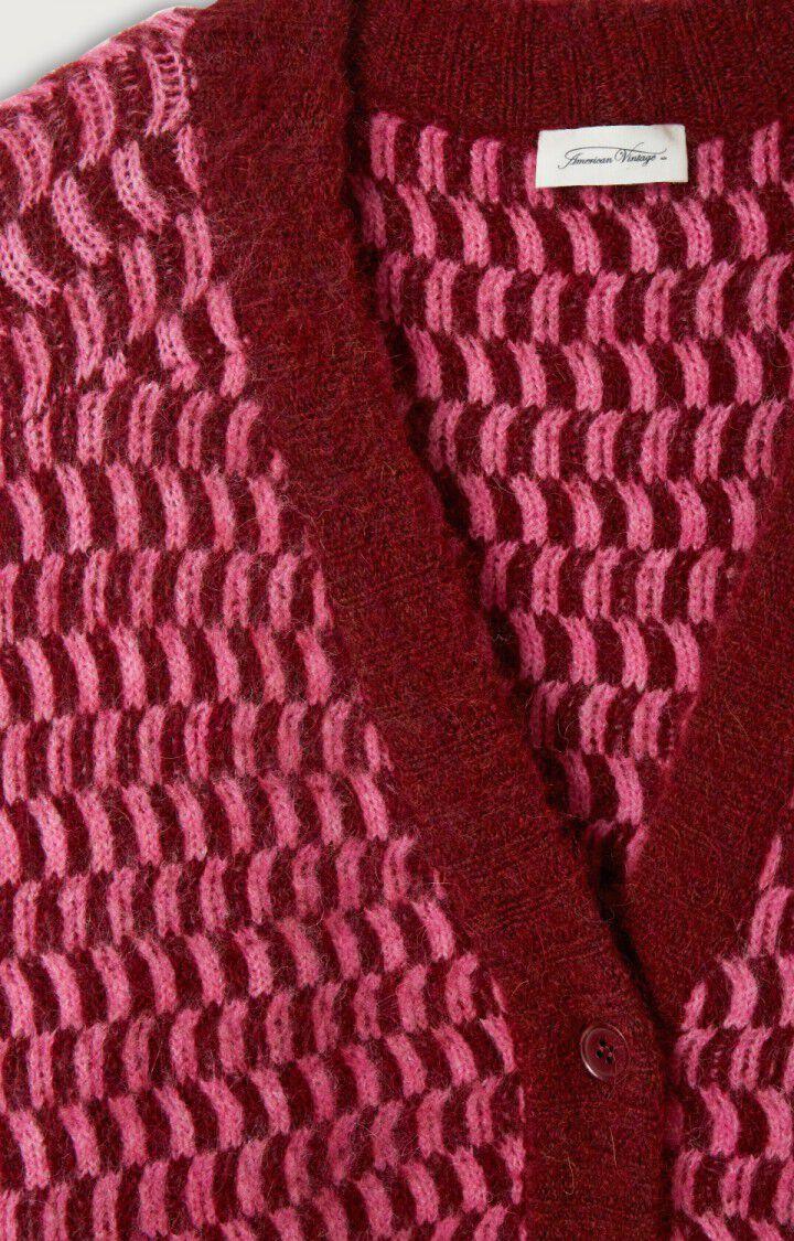 American Vintage Gilet Femme East - CARDINAL ET BUBBLE GUM CHINE 48 Manches Longues Rouge - H22B