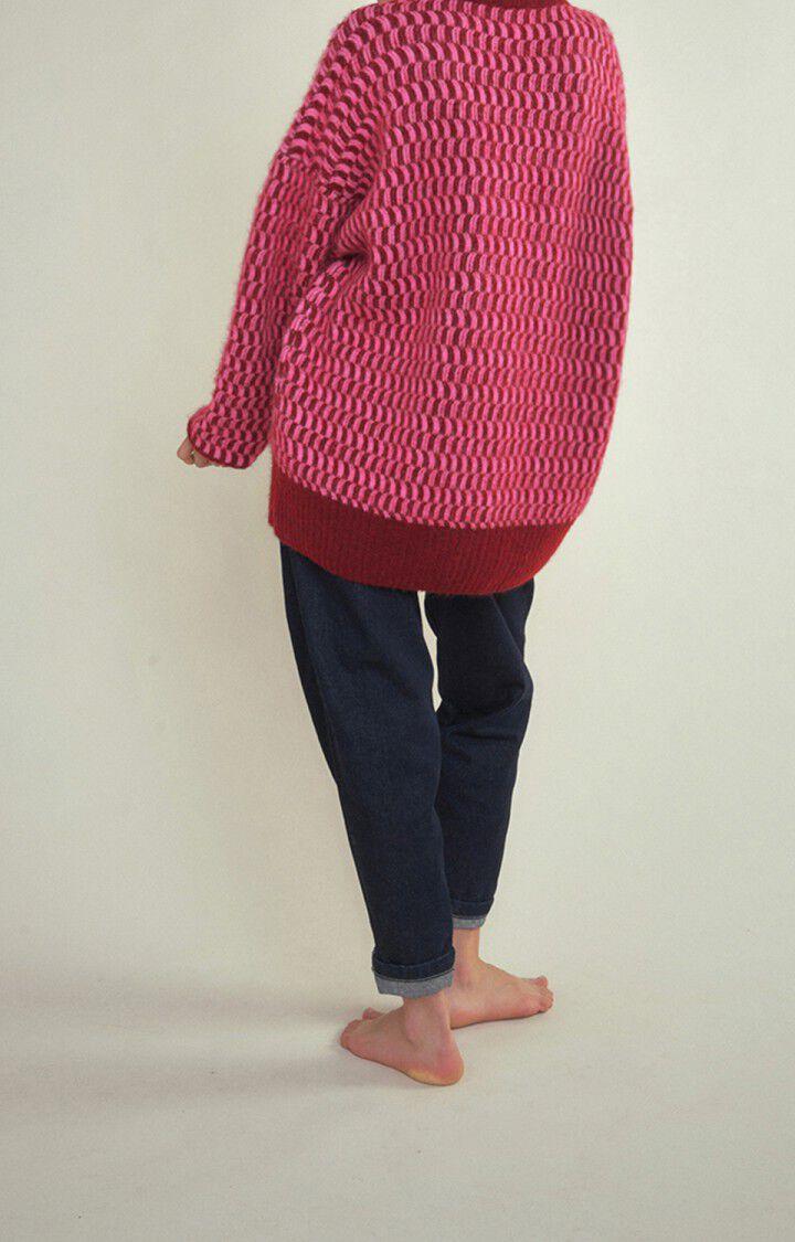 American Vintage Gilet Femme East - CARDINAL ET BUBBLE GUM CHINE 48 Manches Longues Rouge - H22