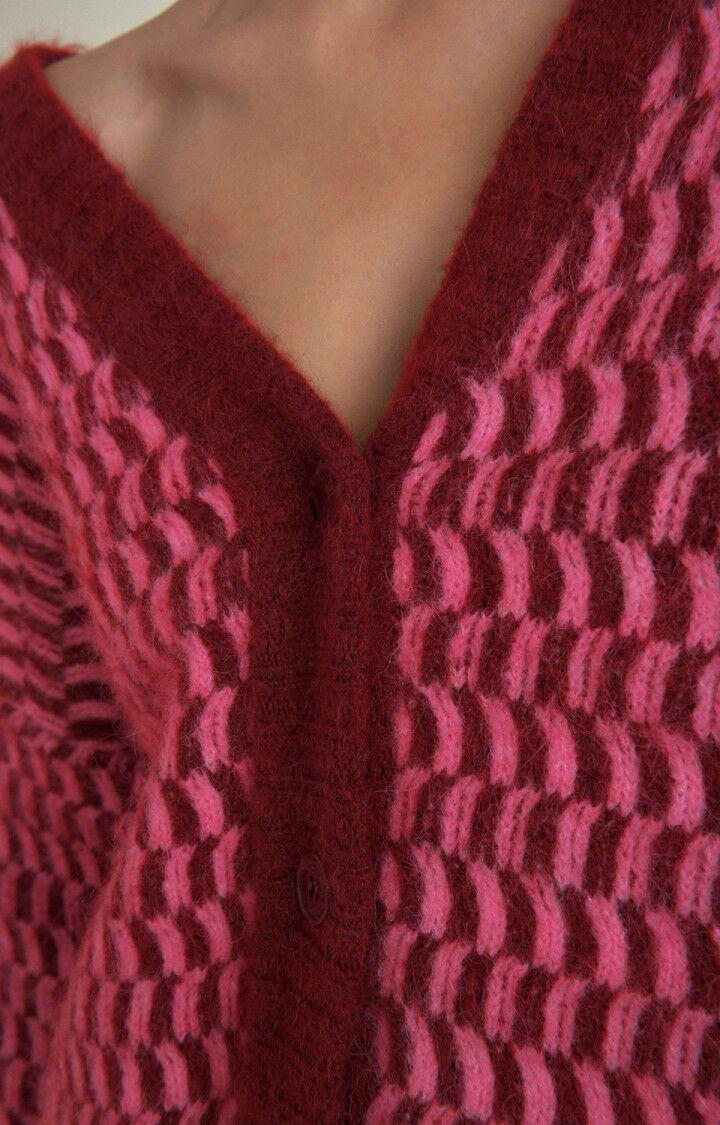 American Vintage Gilet Femme East - CARDINAL ET BUBBLE GUM CHINE 48 Manches Longues Rouge - H22