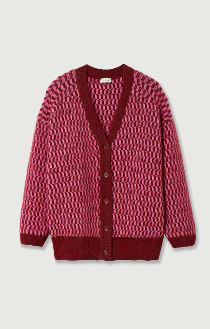 american vintage Gilet femme East - CARDINAL ET BUBBLE GUM CHINE 48 Manches longues Rouge - H22B