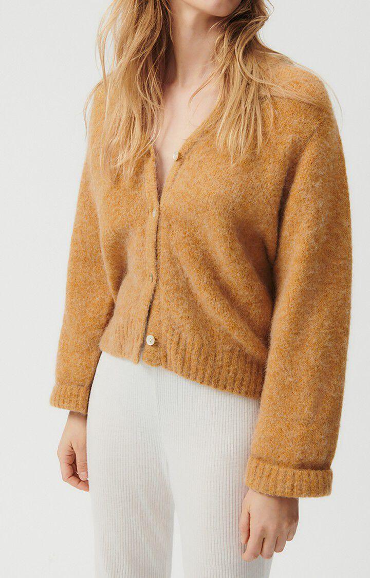 american vintage Gilet femme East - CHAMEAU CHINE 44 Manches longues Marron - E23