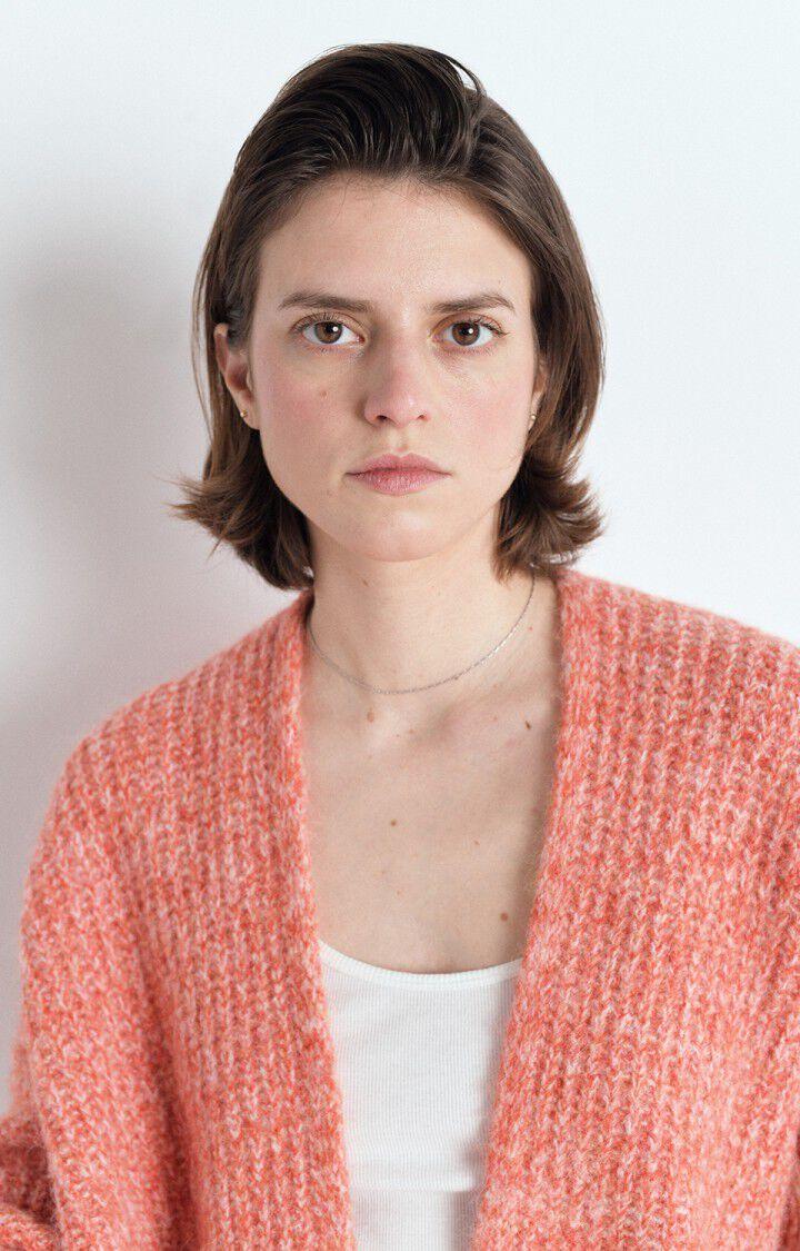 American Vintage Gilet Femme East - GASPACHO MOULINE 43 Manches Longues Rouge - E25