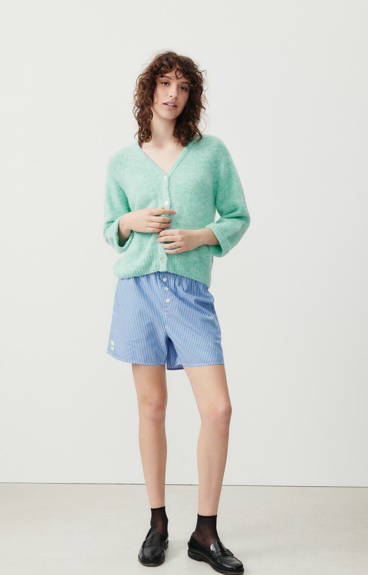 American Vintage Gilet Femme East - LAGON CHINE 44 Manches Longues Bleu - E24