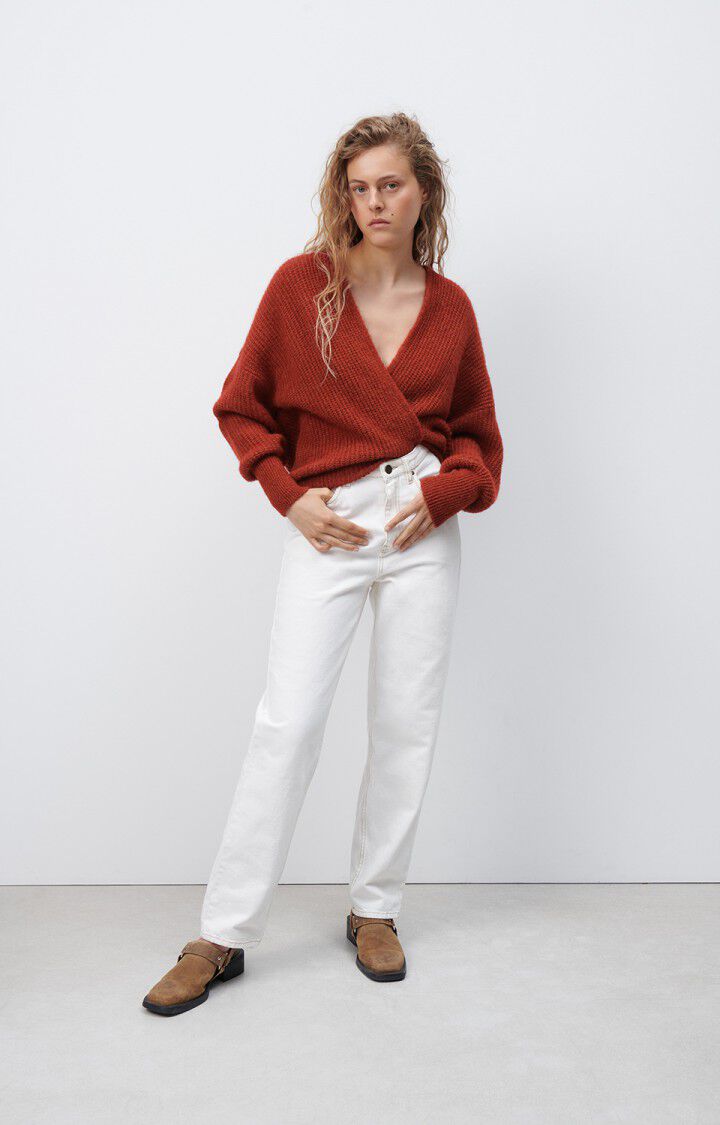 American Vintage Gilet Femme East - LIE DE VIN CHINE 43 Manches Longues Rouge - H24