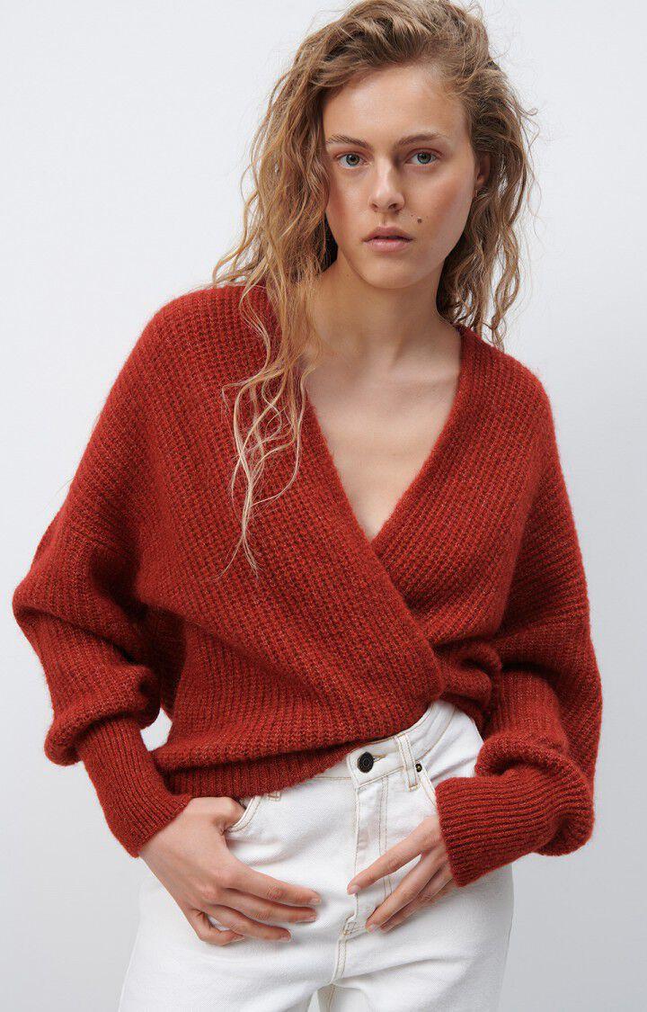 american vintage Gilet femme East - LIE DE VIN CHINE 43 Manches longues Rouge - H24