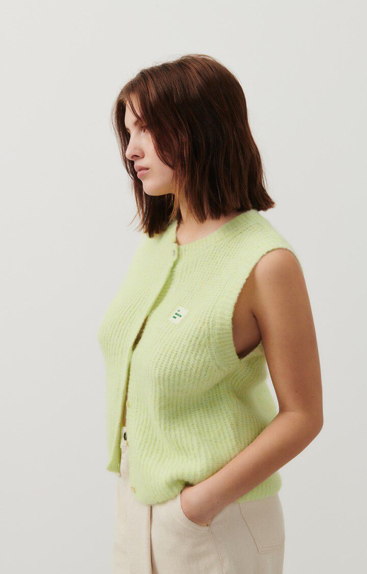 american vintage Gilet femme East - LIME CHINE 0 Sans manches Vert - E24