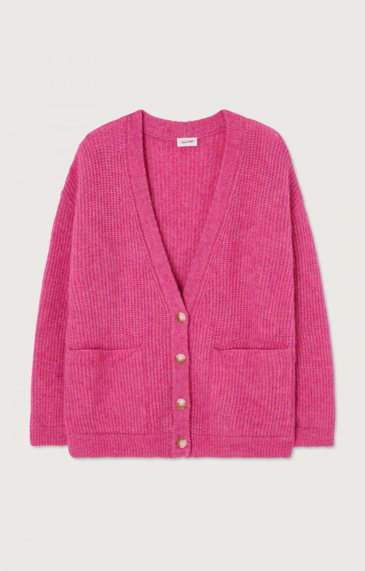 American Vintage Gilet Femme East - MAGENTA CHINE 61 Manches Longues Rose - E23