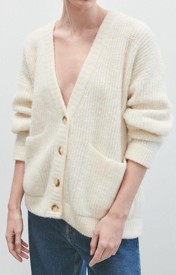 american vintage Gilet femme East - NACRE CHINE 51 Manches longues Beige - H23