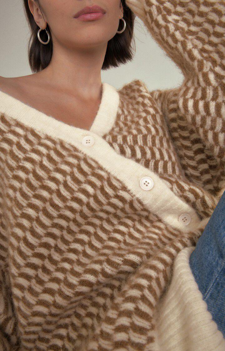 American Vintage Gilet Femme East - NACRE ET ECORCE CHINE 48 Manches Longues Marron - H22