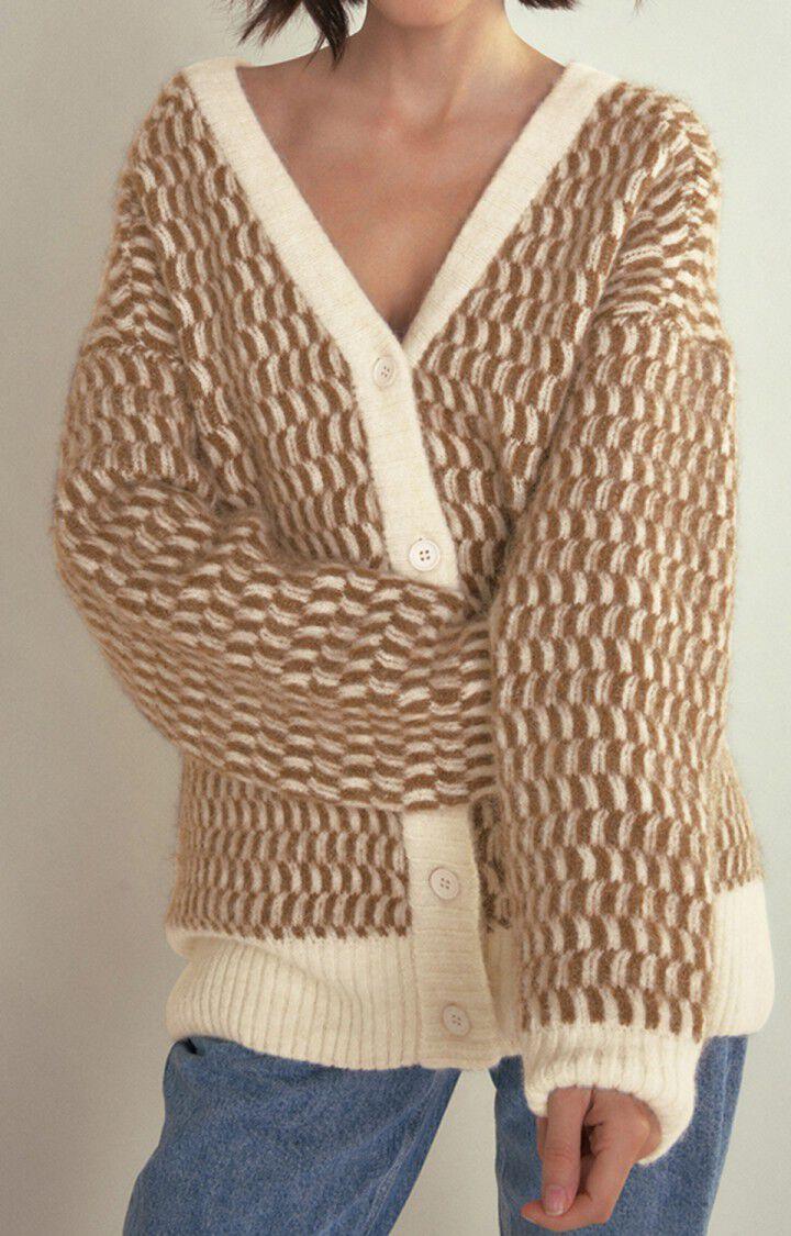 american vintage Gilet femme East - NACRE ET ECORCE CHINE 48 Manches longues Marron - H22