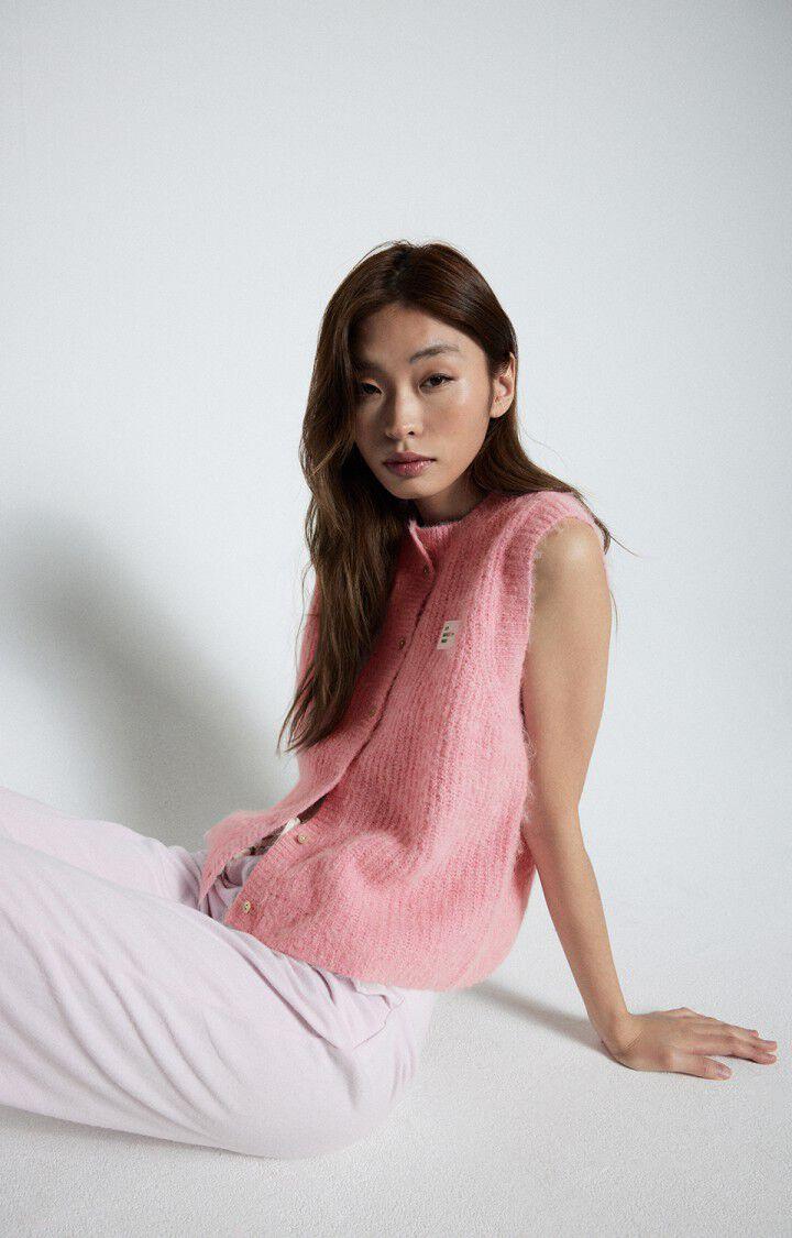 american vintage Gilet femme East - ORCHIDEE CHINE 0 Sans manches Rose - E25