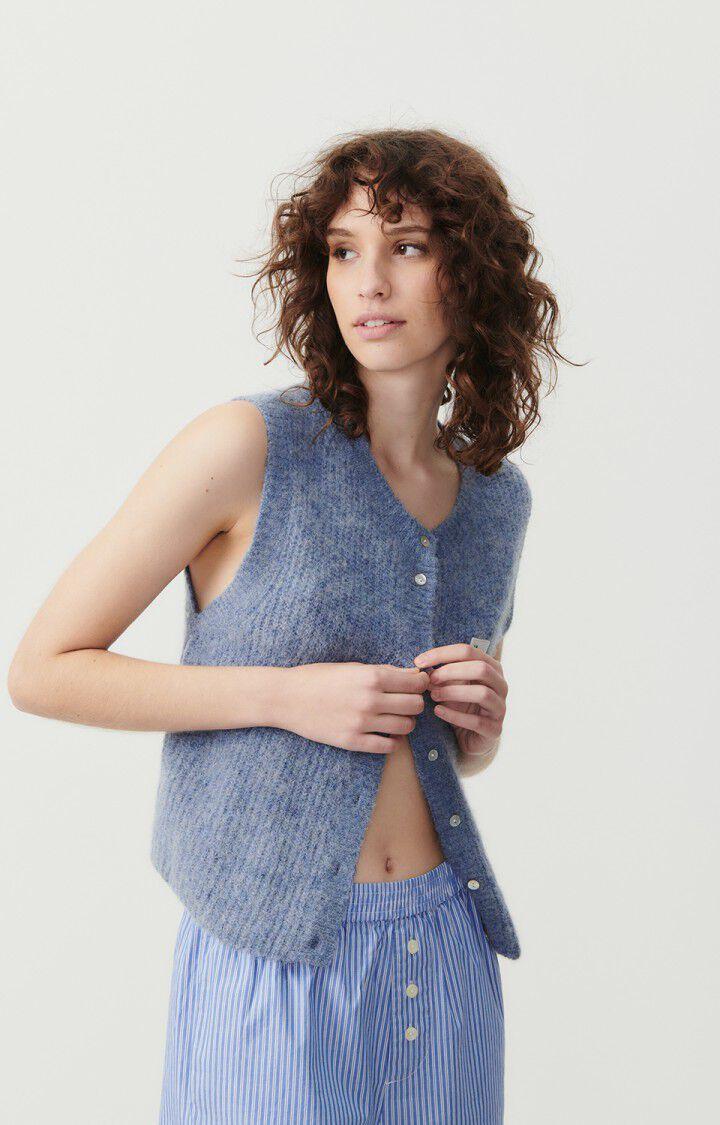 american vintage Gilet femme East - OURAGAN CHINE 0 Sans manches Bleu - E24