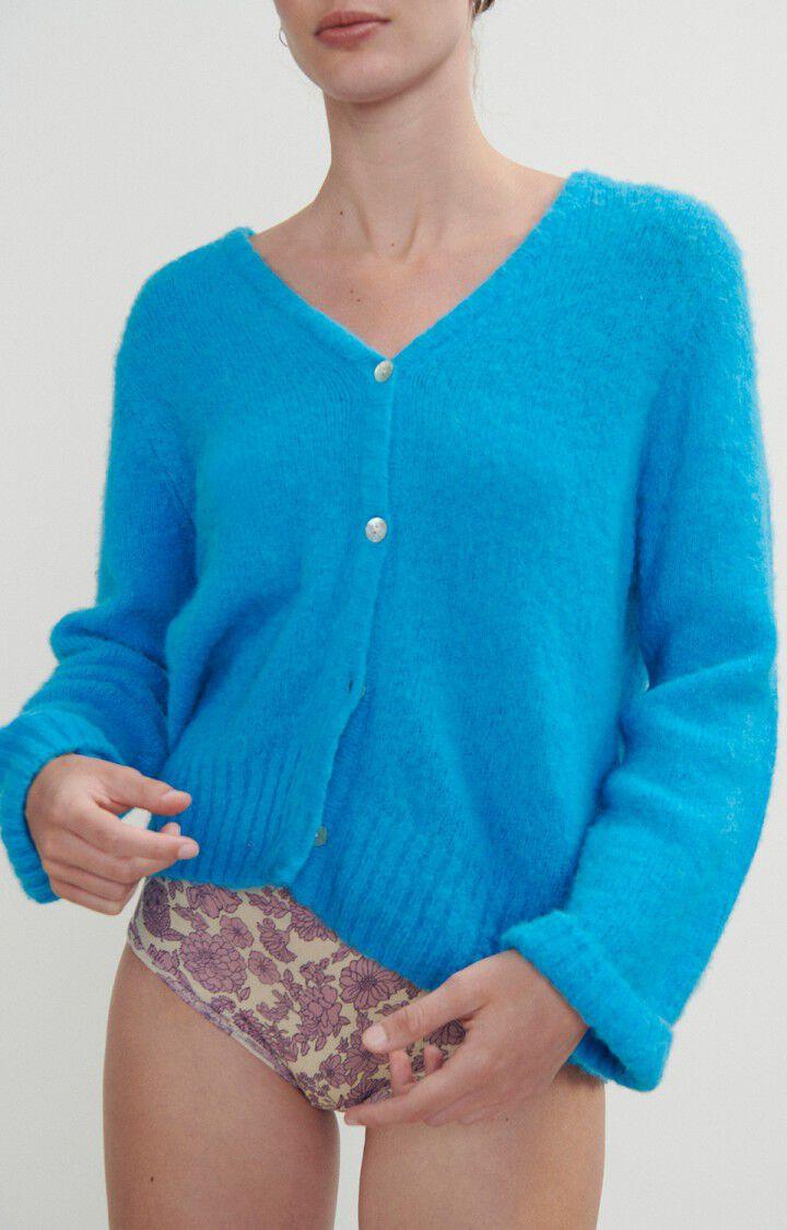 american vintage Gilet femme East - PARADISIAQUE CHINE 44 Manches longues Bleu - H23