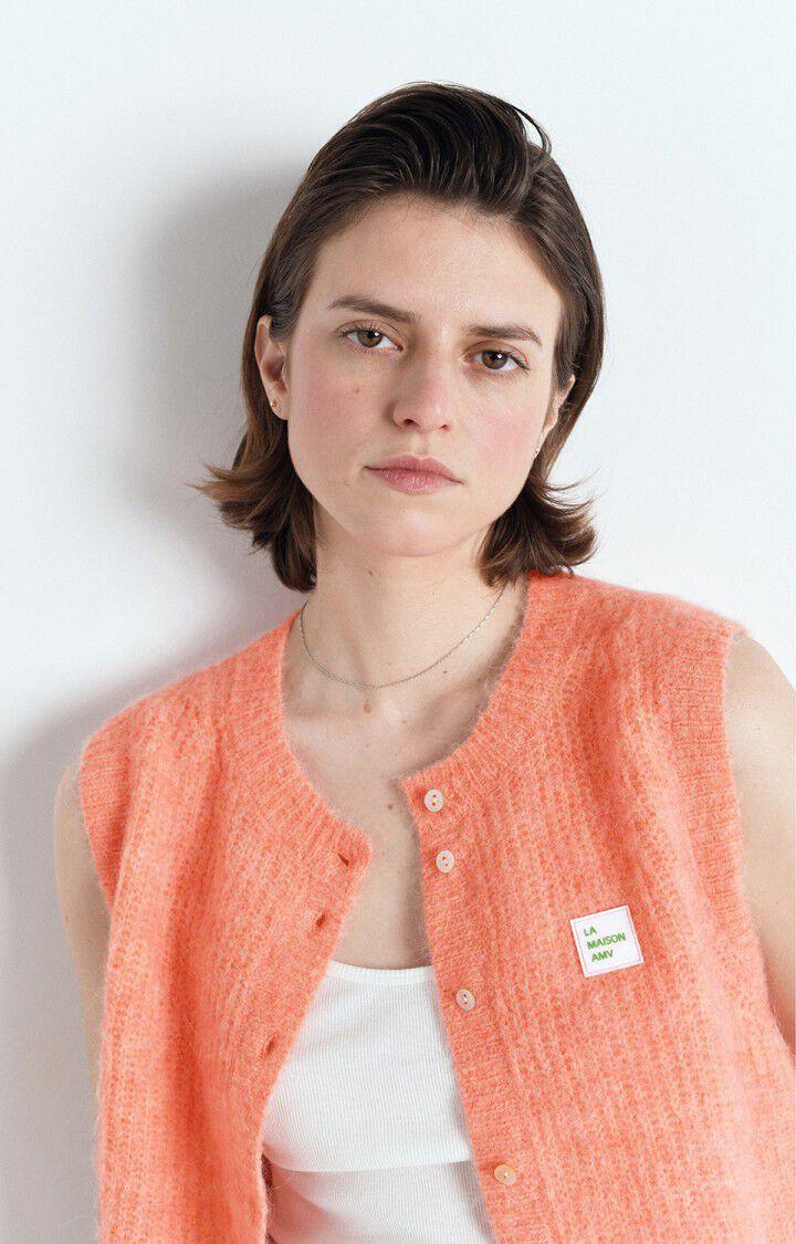 American Vintage Gilet Femme East - PECHES BLANCHE CHINE 0 Sans Manches Rose - E25