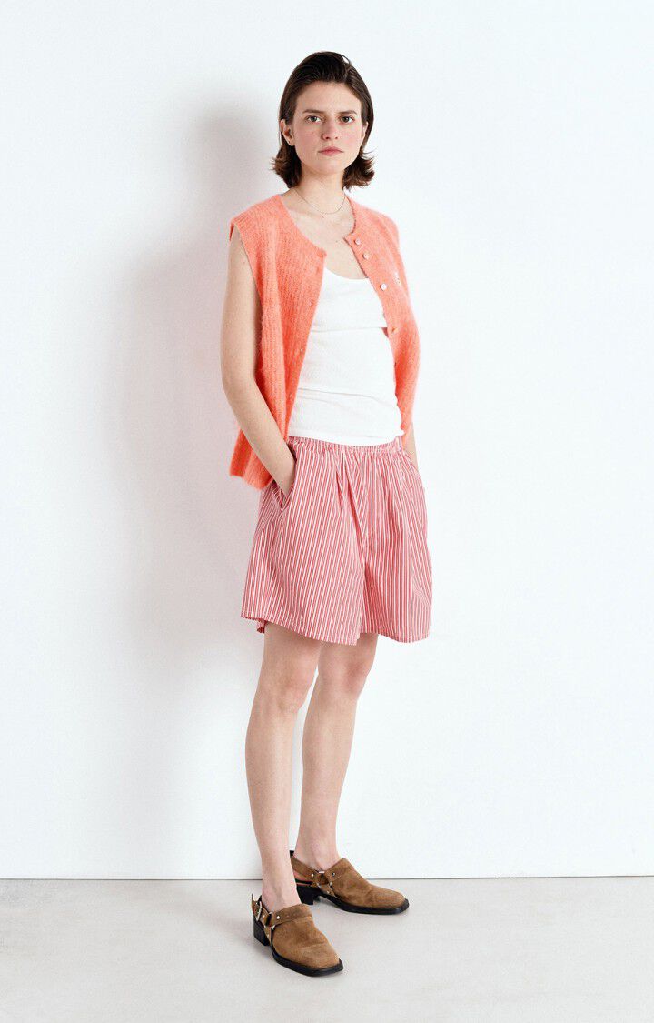 American Vintage Gilet Femme East - PECHES BLANCHE CHINE 0 Sans Manches Rose - E25