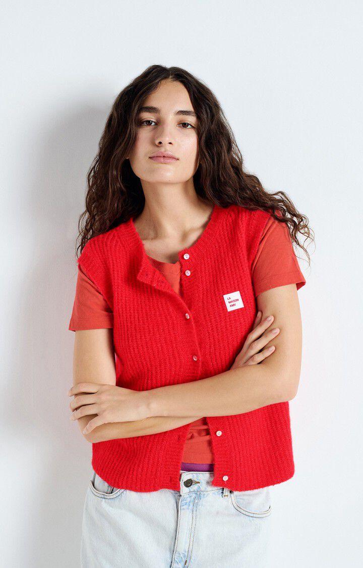 american vintage Gilet femme East - PIMENT CHINE 0 Sans manches Rouge - E25