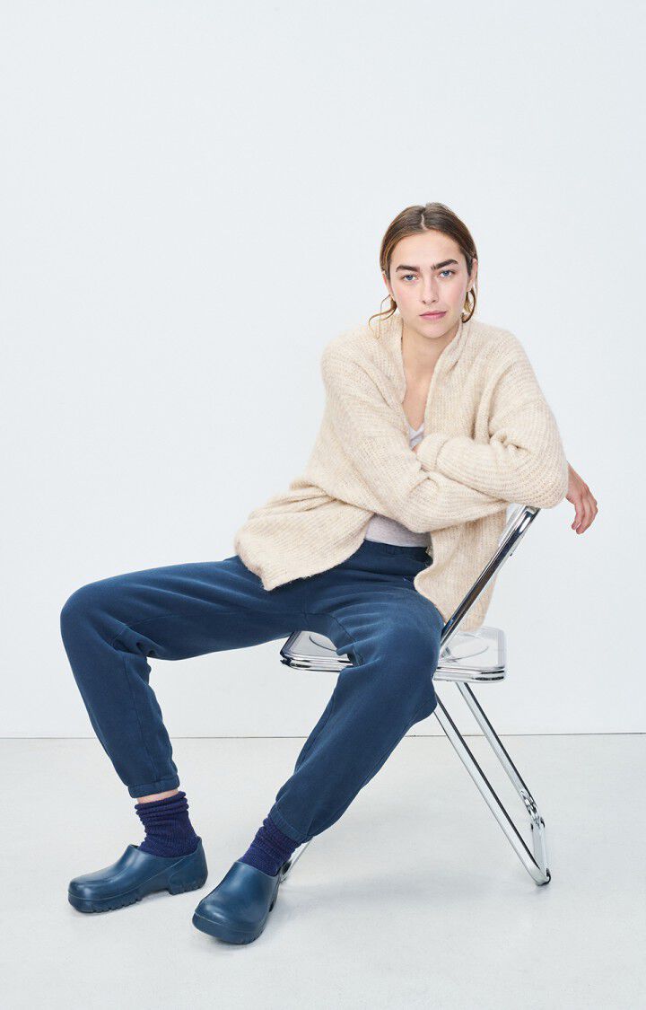 American Vintage Gilet Femme East - POUDREUSE CHINE 43 Manches Longues Beige - E25