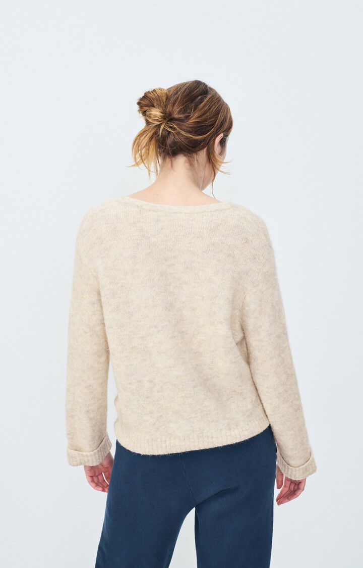 American Vintage Gilet Femme East - POUDREUSE CHINE 44 Manches Longues Beige - E25