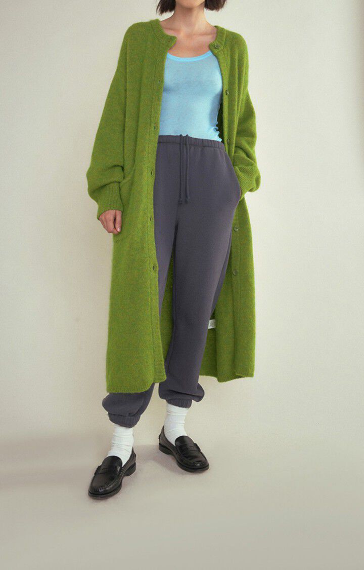 american vintage Gilet femme East - PRINTEMPS CHINE Manches longues Vert - H22B