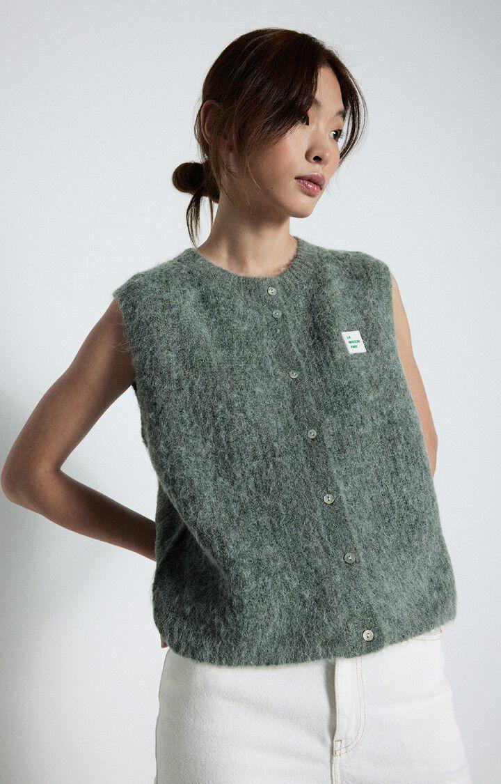 american vintage Gilet femme East - TORTUE CHINE 0 Sans manches Vert - E25