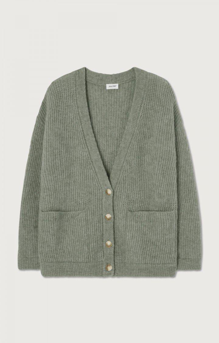 american vintage Gilet femme East - VERT DE GRIS CHINE Manches longues Vert - E23B