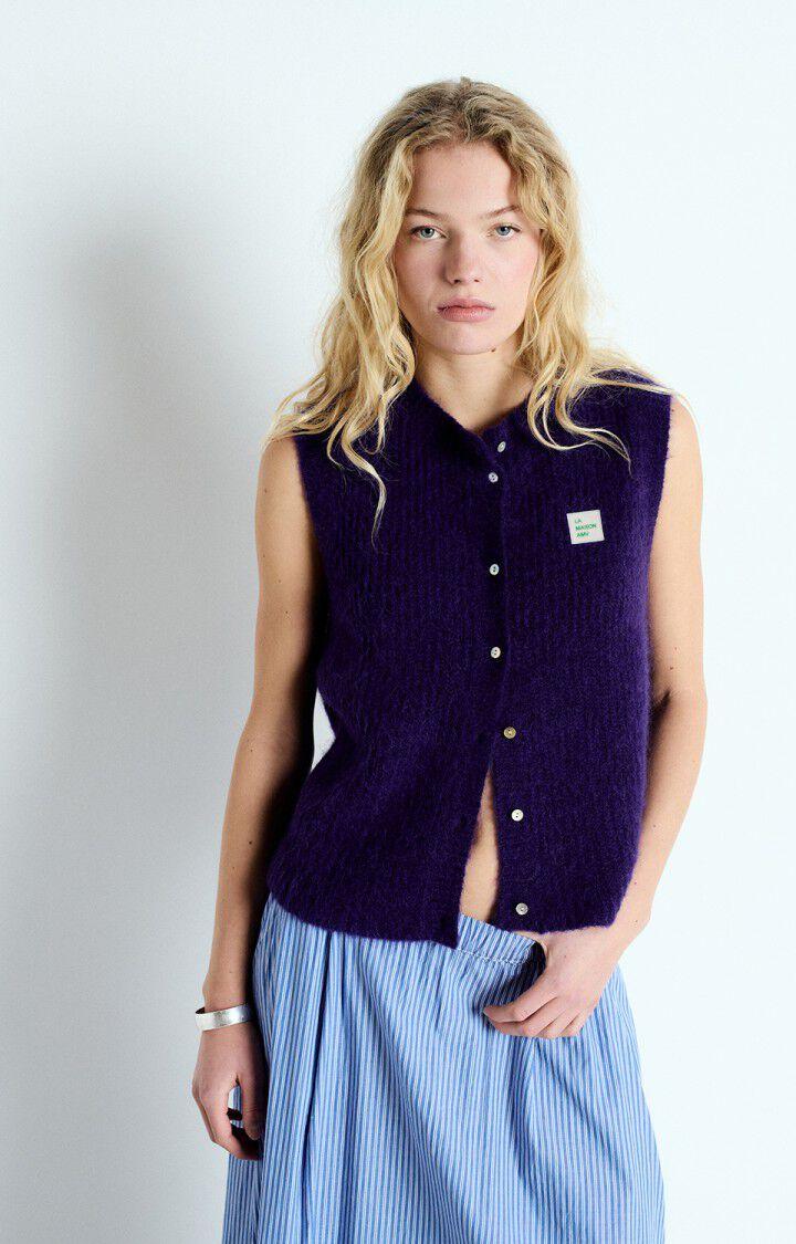 american vintage Gilet femme East - VIOLET CHINE 0 Sans manches Violet - E25