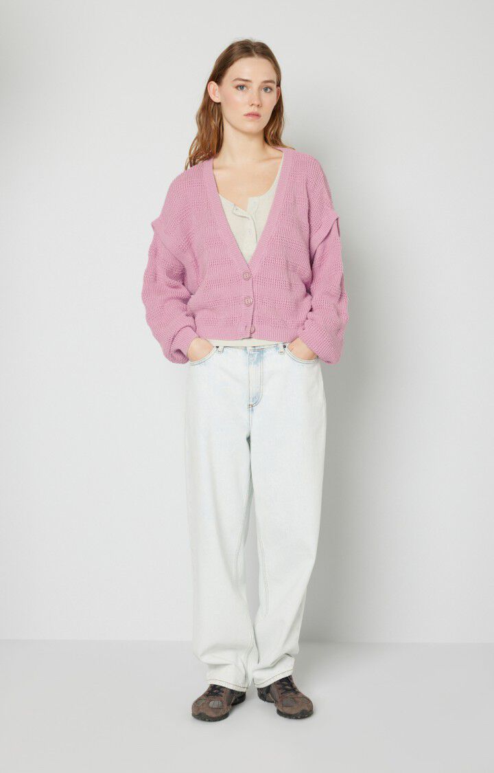 American Vintage Gilet Femme Fafpark - ROSE POUDREE Manches Longues Rose - E22B