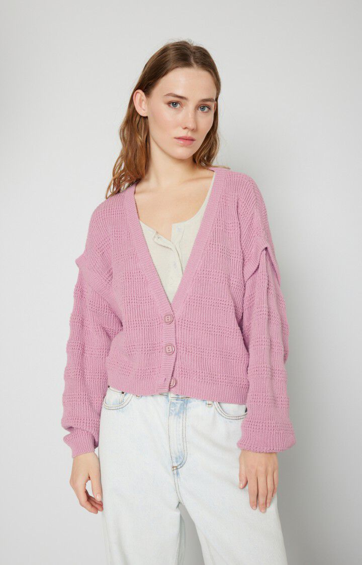 american vintage Gilet femme Fafpark - ROSE POUDREE Manches longues Rose - E22B