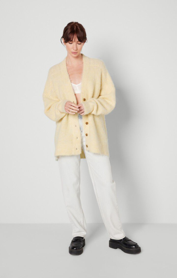 American Vintage Gilet Femme Foubay - LEMON CURD CHINE 50 Manches Longues Beige - H22
