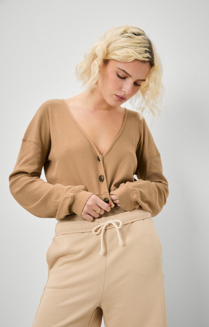 american vintage Gilet femme Ketown - PRALINE 56 Manches longues Marron - H22