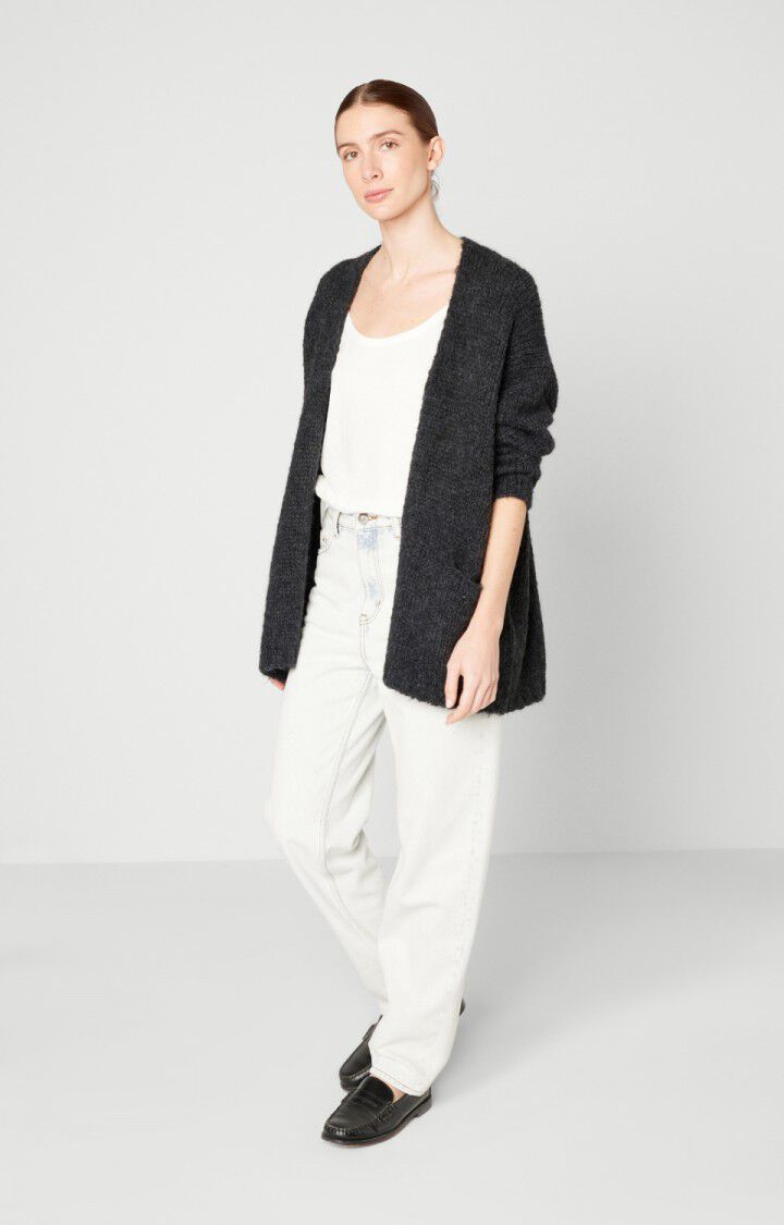 American Vintage Gilet Femme Noboo - ANTHRACITE CHINE 42 Manches Longues Gris - E24