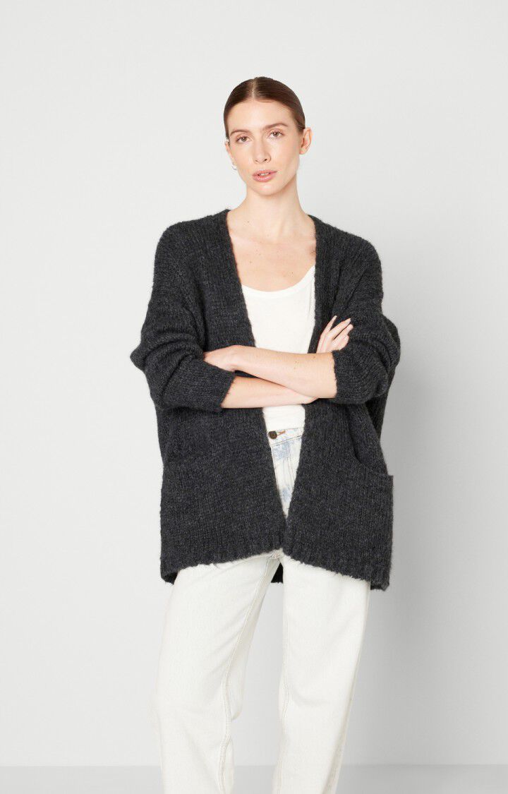 american vintage Gilet femme Noboo - ANTHRACITE CHINE 42 Manches longues Gris - E24