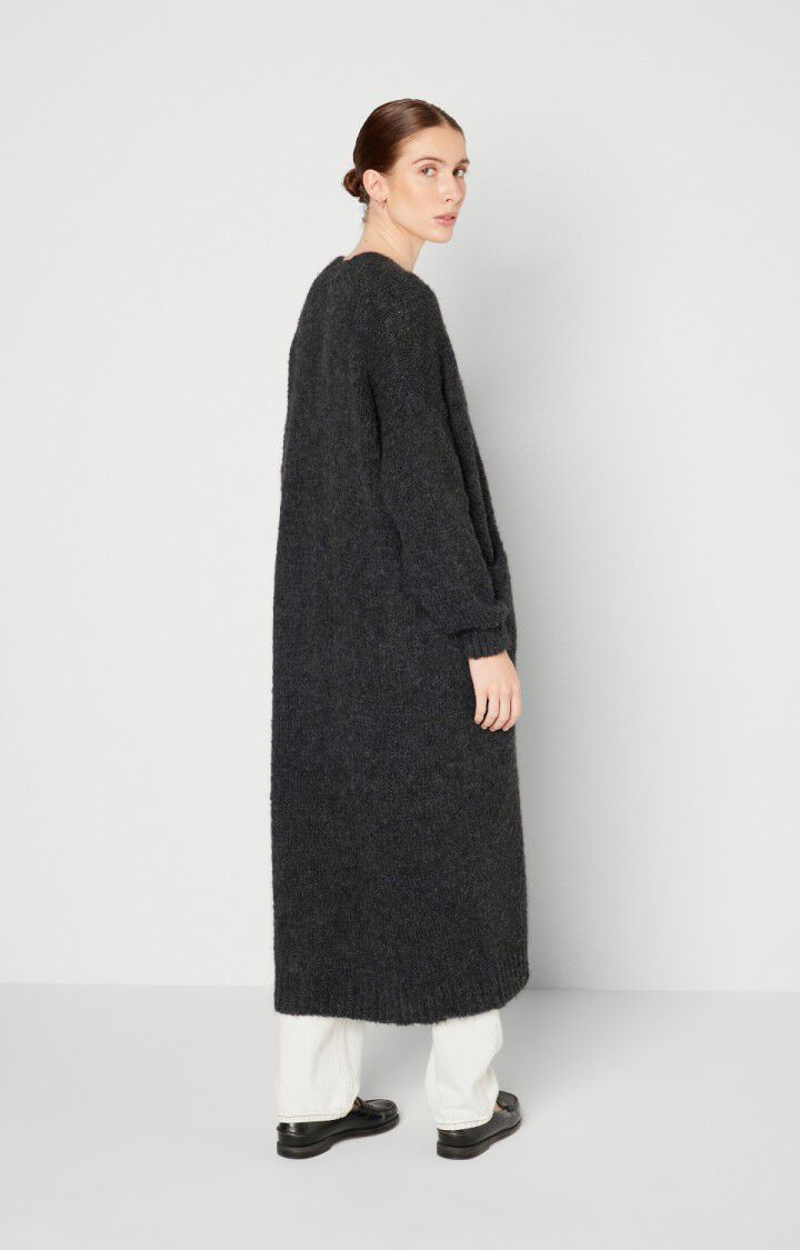 American Vintage Gilet Femme Noboo - ANTHRACITE CHINE 55 Manches Longues Gris - E24