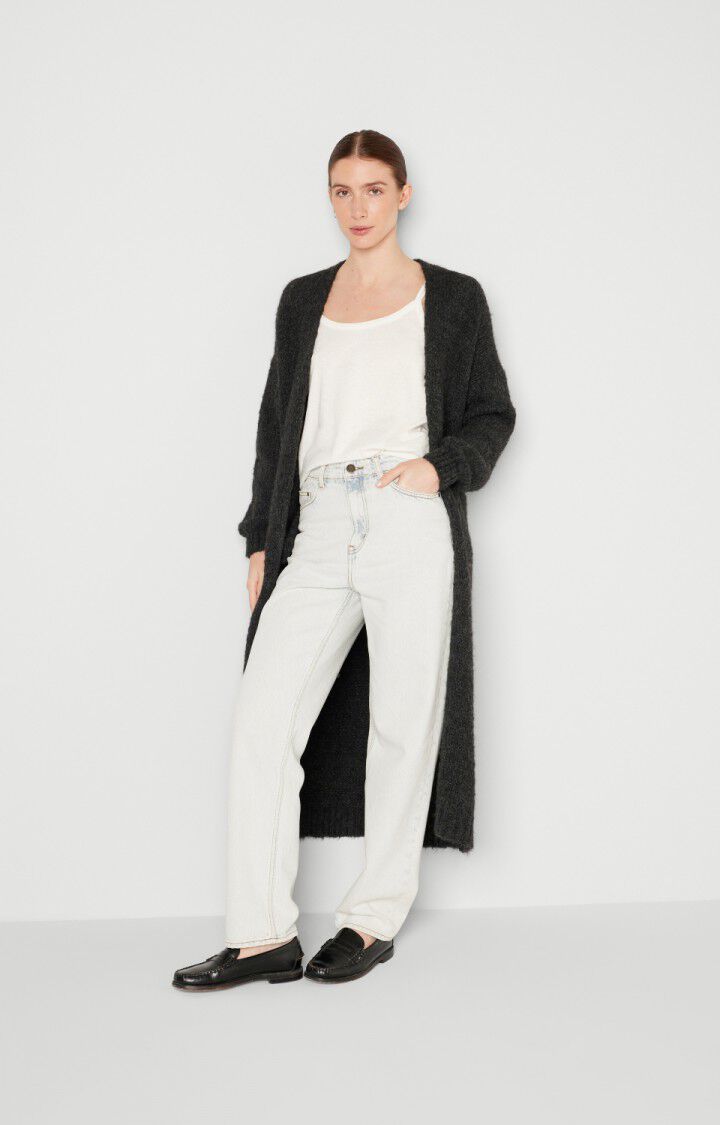 american vintage Gilet femme Noboo - ANTHRACITE CHINE 55 Manches longues Gris - E24