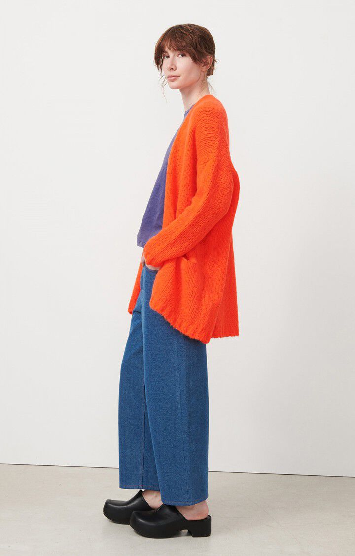 american vintage Gilet femme Noboo - CORAIL FLUO 42 Manches longues Rouge - H22