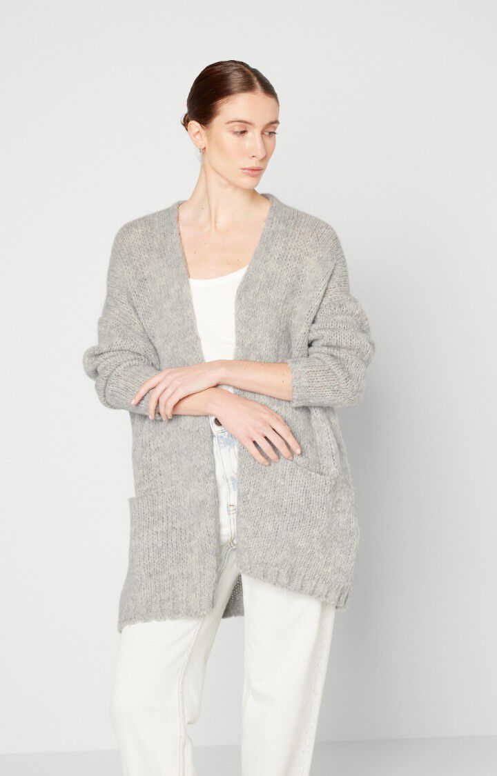 american vintage Gilet femme Noboo - GRIS CHINE 42 Manches longues Gris - E24