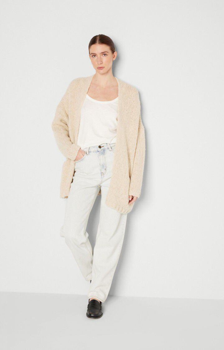 American Vintage Gilet Femme Noboo - SABLE CHINE 42 Manches Longues Beige - E24