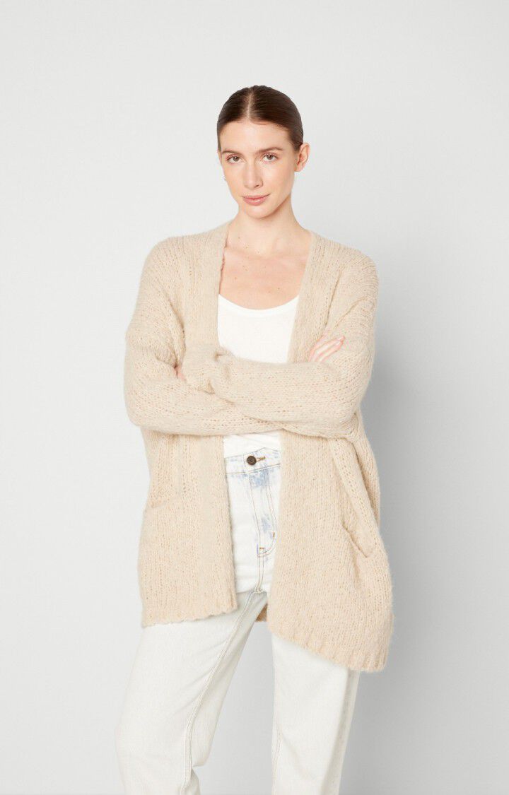 american vintage Gilet femme Noboo - SABLE CHINE 42 Manches longues Beige - E24