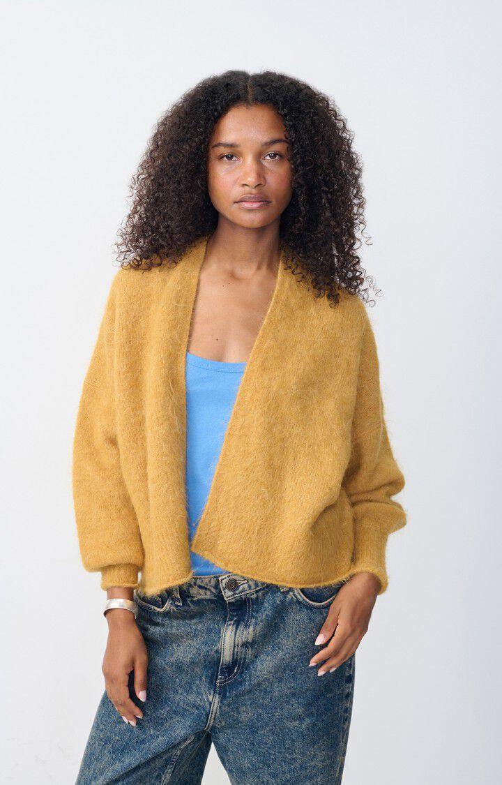 american vintage Gilet femme Nuny - MIEL CHINE 42 Manches longues Marron - H24