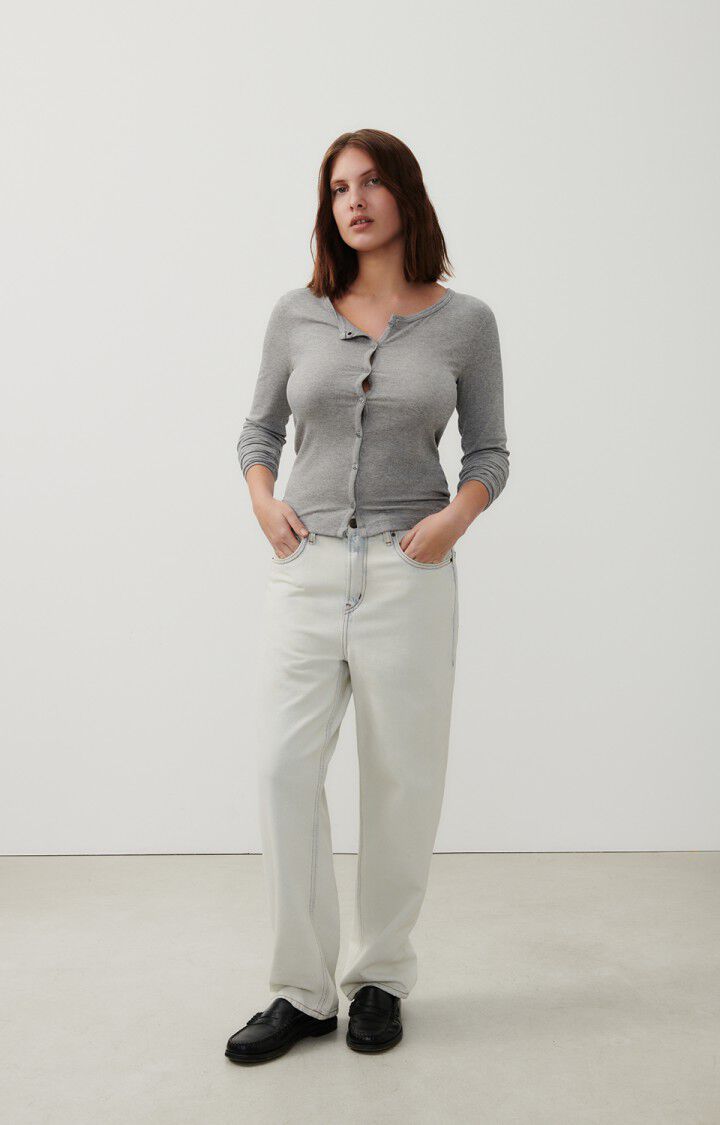 American Vintage Gilet Femme Odyl - GRIS CHINE 62 Manches Longues Gris - H23